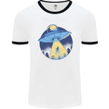Funny Alien Abduction UFO Mens Ringer T-Shirt White/Black