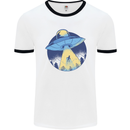 Funny Alien Abduction UFO Mens Ringer T-Shirt White/Black