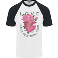 Love Makes Everything Grow Valentines Day Mens S/S Baseball T-Shirt White/Black