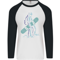 A Snowboarding Figure Snowboarder Mens L/S Baseball T-Shirt White/Black