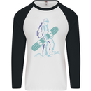 A Snowboarding Figure Snowboarder Mens L/S Baseball T-Shirt White/Black