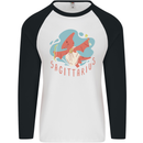 Sagittarius Dinosaur Pterosaurs Star Sign Mens L/S Baseball T-Shirt White/Black