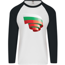 Curled Bulgaria Flag Bulgarian Day Football Mens L/S Baseball T-Shirt White/Black