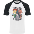 Dungeons & Horses Role Play Games RPG Mens S/S Baseball T-Shirt White/Black