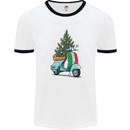 Christmas Scooter Xmas MOD Moped Mens Ringer T-Shirt White/Black