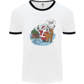 Rude Santa & Rudolf Christmas Funny Xmas Mens Ringer T-Shirt White/Black