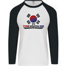 Taekwondo Fighter Mixed Martial Arts MMA Mens L/S Baseball T-Shirt White/Black