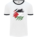 Torn Palestine Flag Palestinian Day Football Mens Ringer T-Shirt White/Black