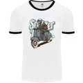 Scooter Skull Motorcycle MOD Biker Mens Ringer T-Shirt White/Black