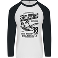 Skydiving Extreme Sports Skydiver Freefall Mens L/S Baseball T-Shirt White/Black