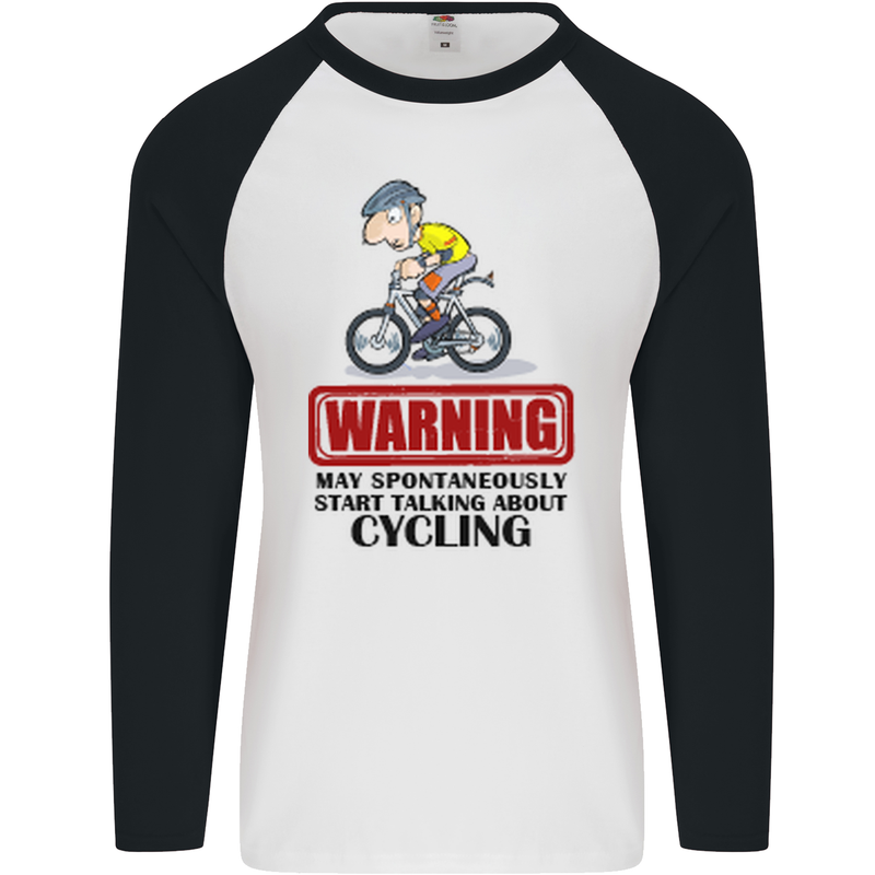 May Start Talking About Cycling Cyclist Mens L/S Baseball T-Shirt White/Black