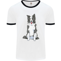 A Border Collie Mens Ringer T-Shirt White/Black