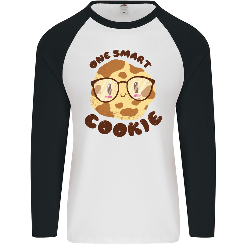 A Smart Cookie Funny Food Nerd Geek Maths Mens L/S Baseball T-Shirt White/Black