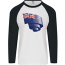 Curled New Zealand Flag Zealander Kiwi Day Mens L/S Baseball T-Shirt White/Black