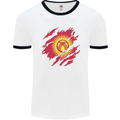 Torn  Kyrgyzstan Flag Kyrgyz Day Football Mens Ringer T-Shirt White/Black