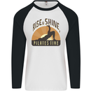 Yoga Rise and Shine Pilates Time Funny Mens L/S Baseball T-Shirt White/Black