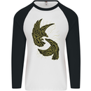 The Viking Raven Symbol Odin Ragnar Tribal Mens L/S Baseball T-Shirt White/Black