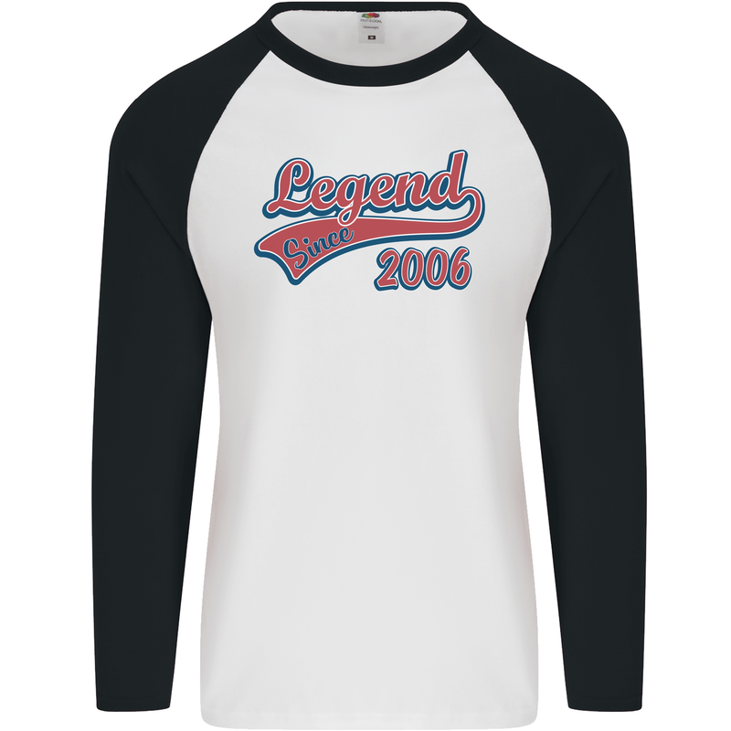 Legend Since 17th Birthday 2006 Mens L/S Baseball T-Shirt White/Black