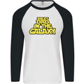 Best Dad in the Galaxy Funny Father's Day Mens L/S Baseball T-Shirt White/Black