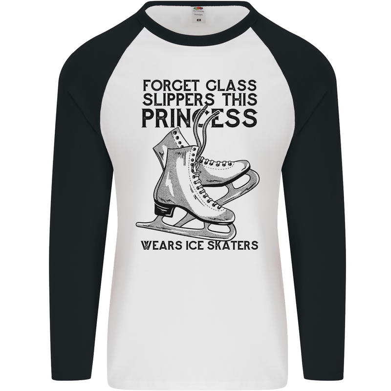 This Princess Wears Ice Skates Skater Funny Mens L/S Baseball T-Shirt White/Black