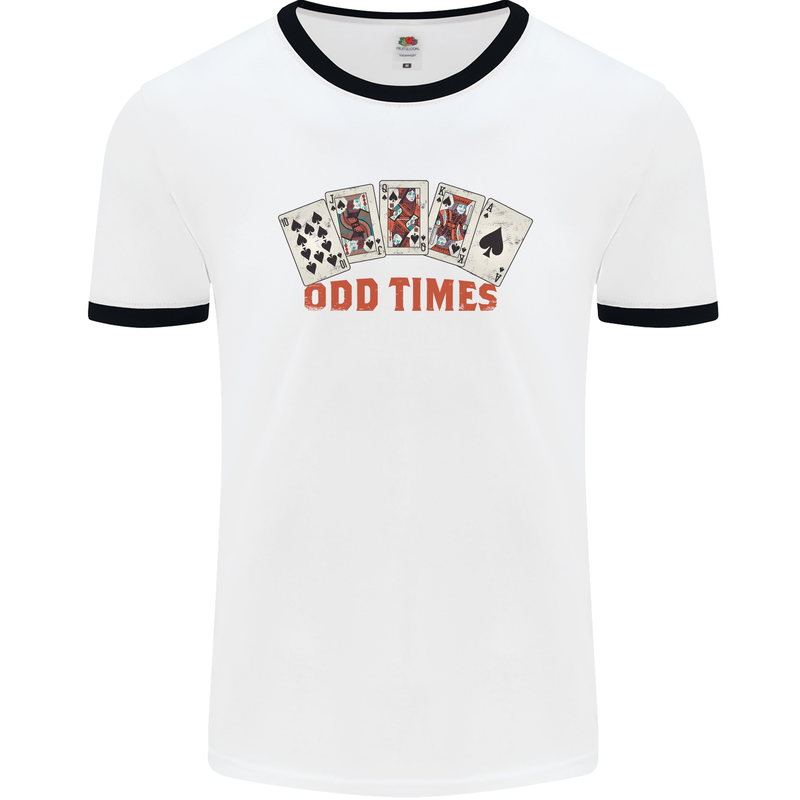 Poker Odd Times Funny Mens Ringer T-Shirt White/Black