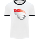 Curled Singapore Flag Singaporean Day Football Mens Ringer T-Shirt White/Black
