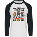 Music Weekend Forecast Alcohol Beer Mens L/S Baseball T-Shirt White/Black