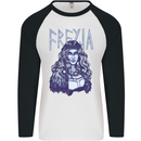 Freyja Norse Goddess Viking Valhalla Mens L/S Baseball T-Shirt White/Black