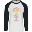 Colourful DNA Tree Biology Science Mens L/S Baseball T-Shirt White/Black