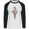 Ice Cream Skull Mens L/S Baseball T-Shirt White/Black