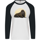 A Walrus Painting Mens L/S Baseball T-Shirt White/Black