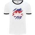 Torn Cambodia Flag Cambodian Day Football Mens Ringer T-Shirt White/Black