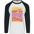 60s Keep the Love Flowing Funny Hippy Peace Mens L/S Baseball T-Shirt White/Black