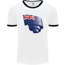 Curled New Zealand Flag Zealander Kiwi Day Mens Ringer T-Shirt White/Black