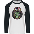 Steampunk Alien Mens L/S Baseball T-Shirt White/Black