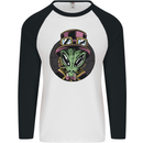Steampunk Alien Mens L/S Baseball T-Shirt White/Black