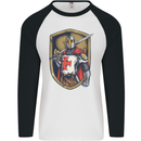 Knights Templar England St Georges Day Mens L/S Baseball T-Shirt White/Black