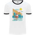 Christmas Santa Playing Basketball Xmas Mens Ringer T-Shirt White/Black