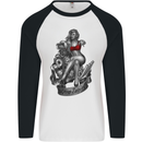 Sexy Engine Muscle Car Hot Rod Hotrod Mens L/S Baseball T-Shirt White/Black