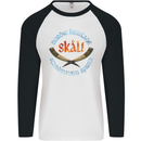 Skal The Vikings Alcohol Beer Nordic Odin Mens L/S Baseball T-Shirt White/Black