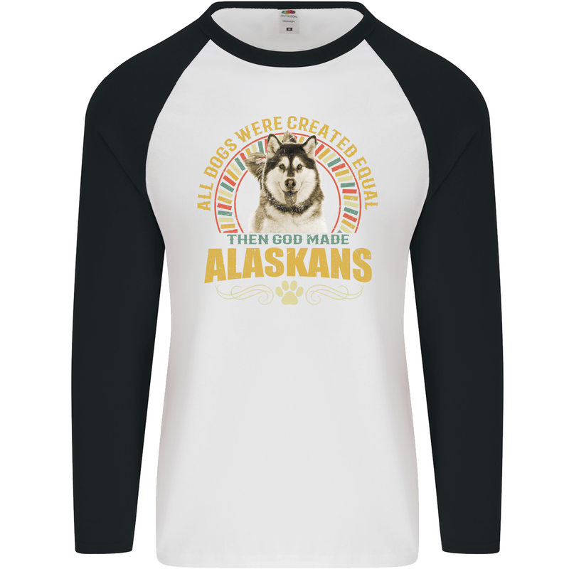 An Alaskan Dog Mens L/S Baseball T-Shirt White/Black