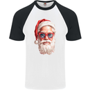 Cool Santa Summer Christmas Vibes Mens S/S Baseball T-Shirt White/Black