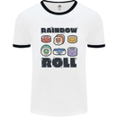 Kawaii Sushi Rainbow Roll Fish Mens Ringer T-Shirt White/Black