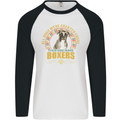 A Boxer Dog Mens L/S Baseball T-Shirt White/Black