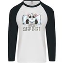 Panda Bear Funny Sleep Sleeping Nightwear Mens L/S Baseball T-Shirt White/Black