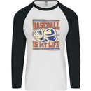 Baseball is My Life Mens L/S Baseball T-Shirt White/Black