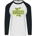 Vegan Mens L/S Baseball T-Shirt White/Black