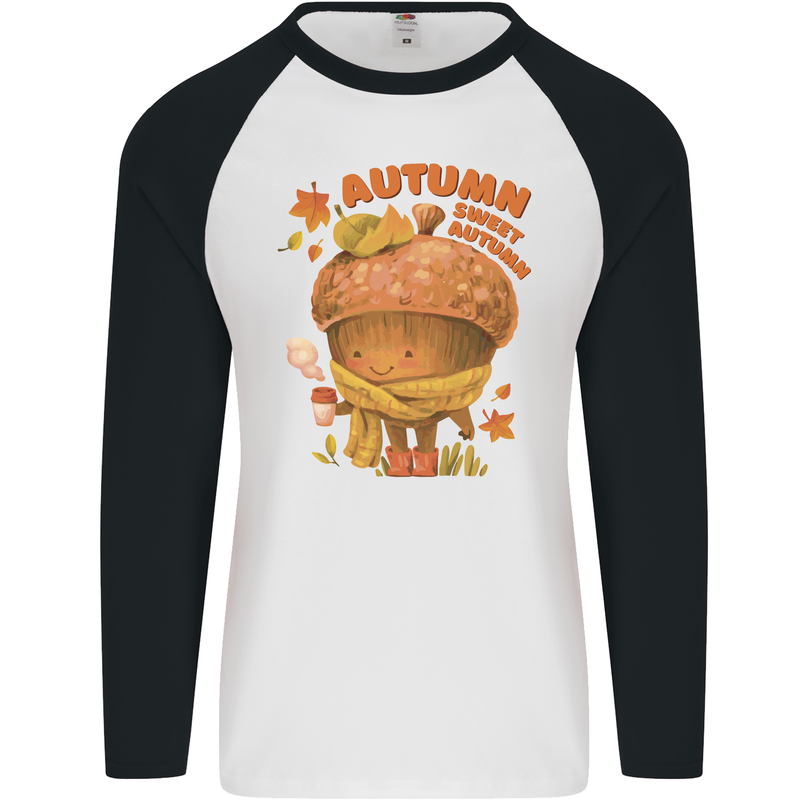 Sweet Autumn Mens L/S Baseball T-Shirt White/Black
