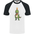 Cute Christmas T-Rex Funny Xmas Dinosaur Mens S/S Baseball T-Shirt White/Black