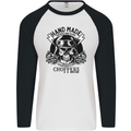 Handmade Choppers Biker Motorcycle Bike Mens L/S Baseball T-Shirt White/Black